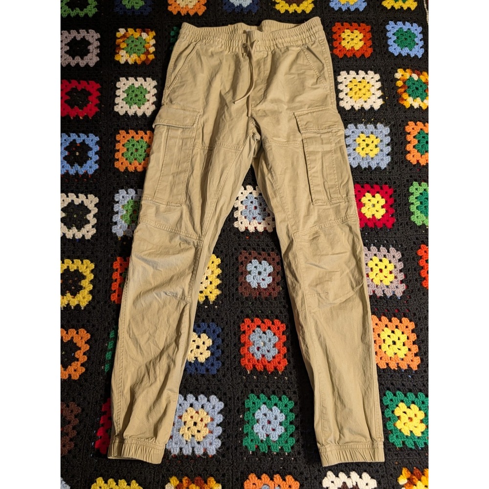 H&M Pull On Drawstring Pants Women Small Beige High Rise Straight Leg Comfort - Picture 1 of 9